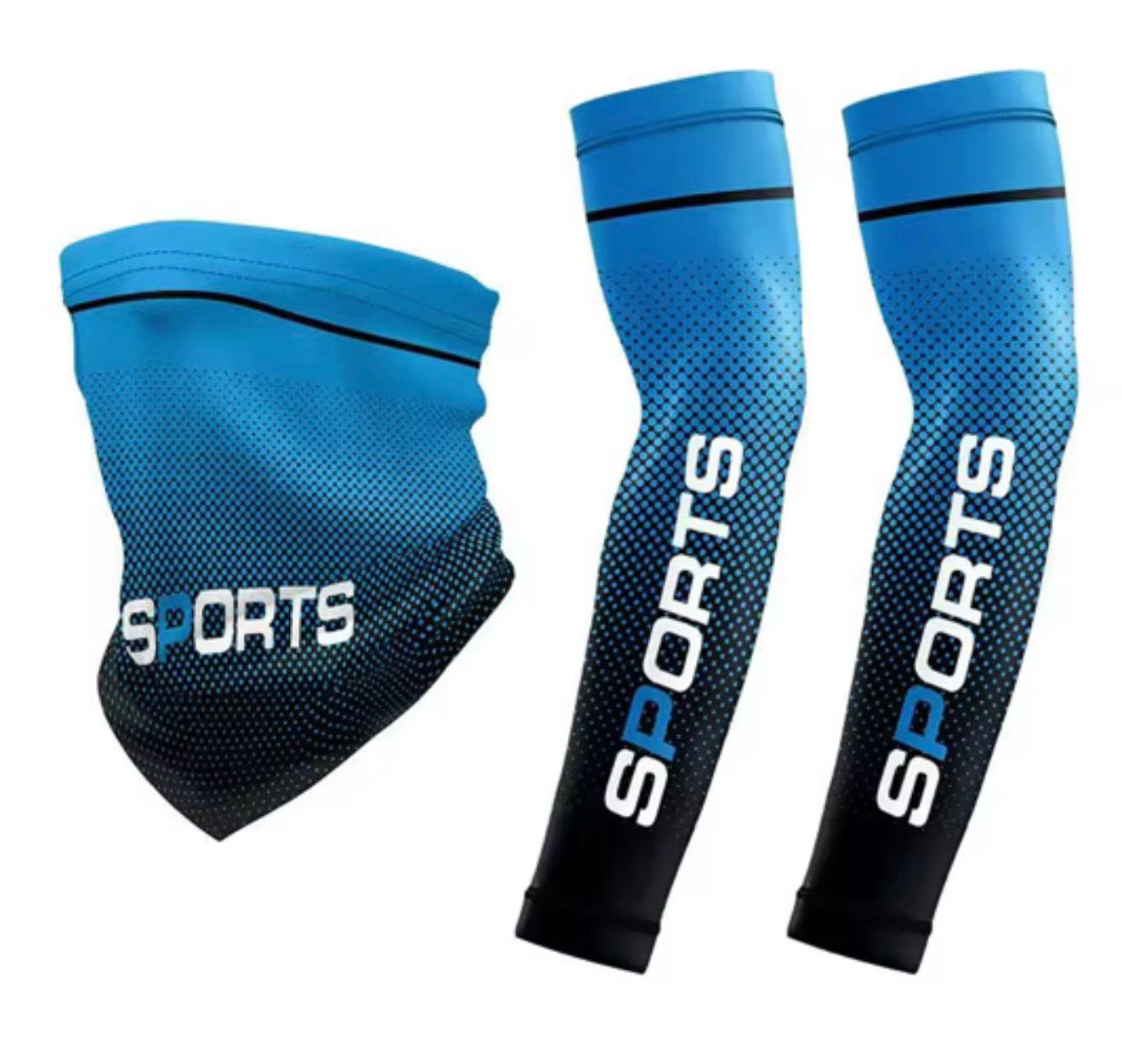 Tour de Cou & Manchons de Bras Sport UV – Bleu Dégradé