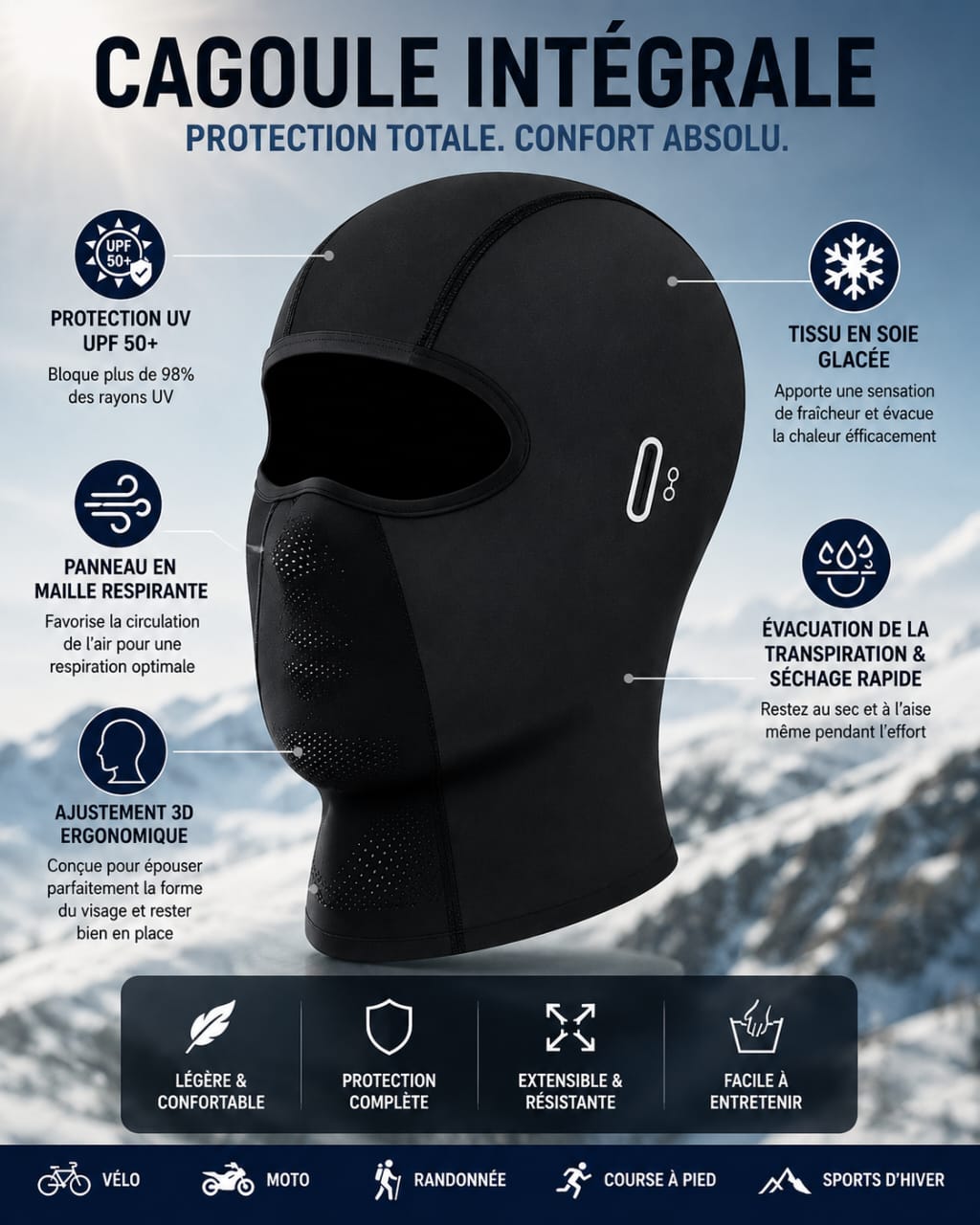 Cagoule Moto Intégrale Premium – Confort, Protection et Style